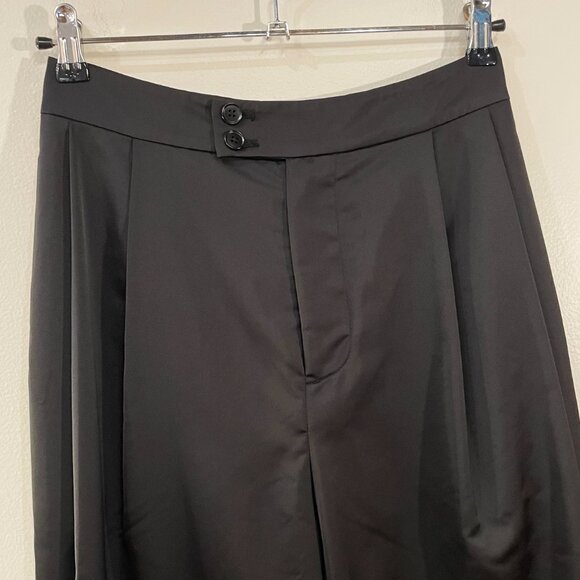 Reformation Black Satin Gray Pleated Crop Trouser 2, XS $178 - Picture 4 of 7